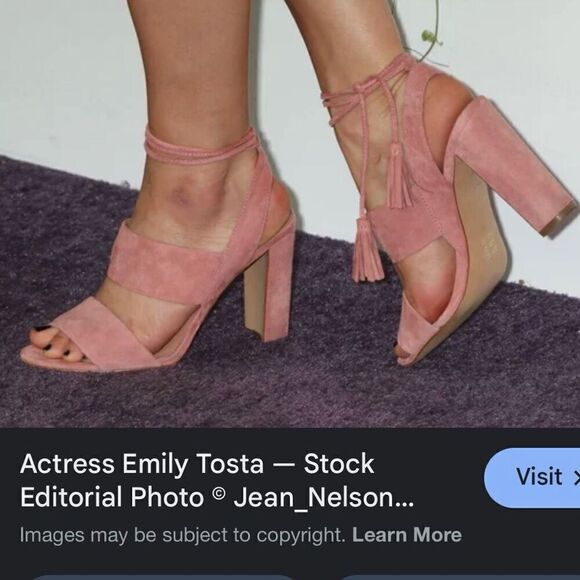 Madewell Women’s Size 7 Octavia Pink Suede Tassel Heeled Open Toe Sandals - Picture 10 of 10